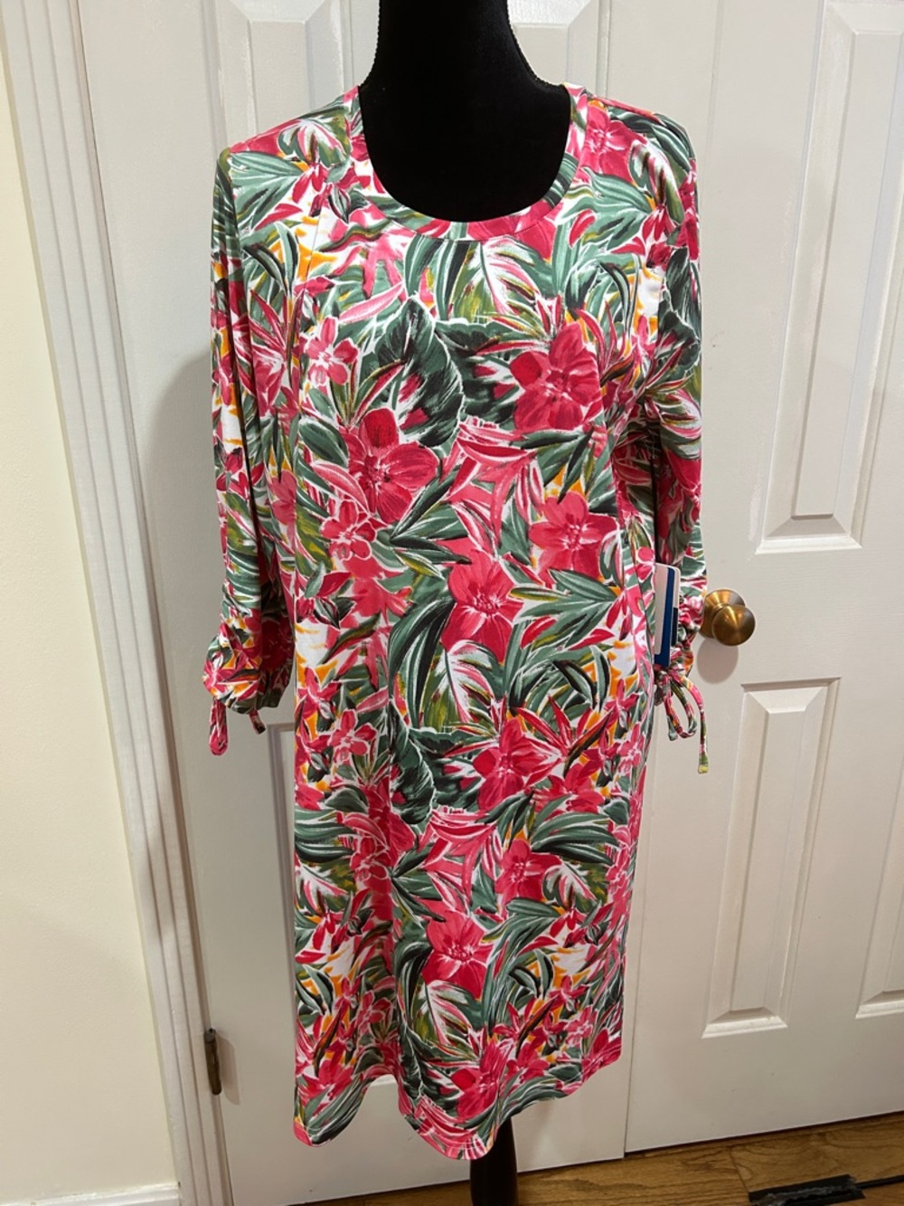 Caribbean Joe Tropical Print Pullover Dress UPF Sun Protection 50+